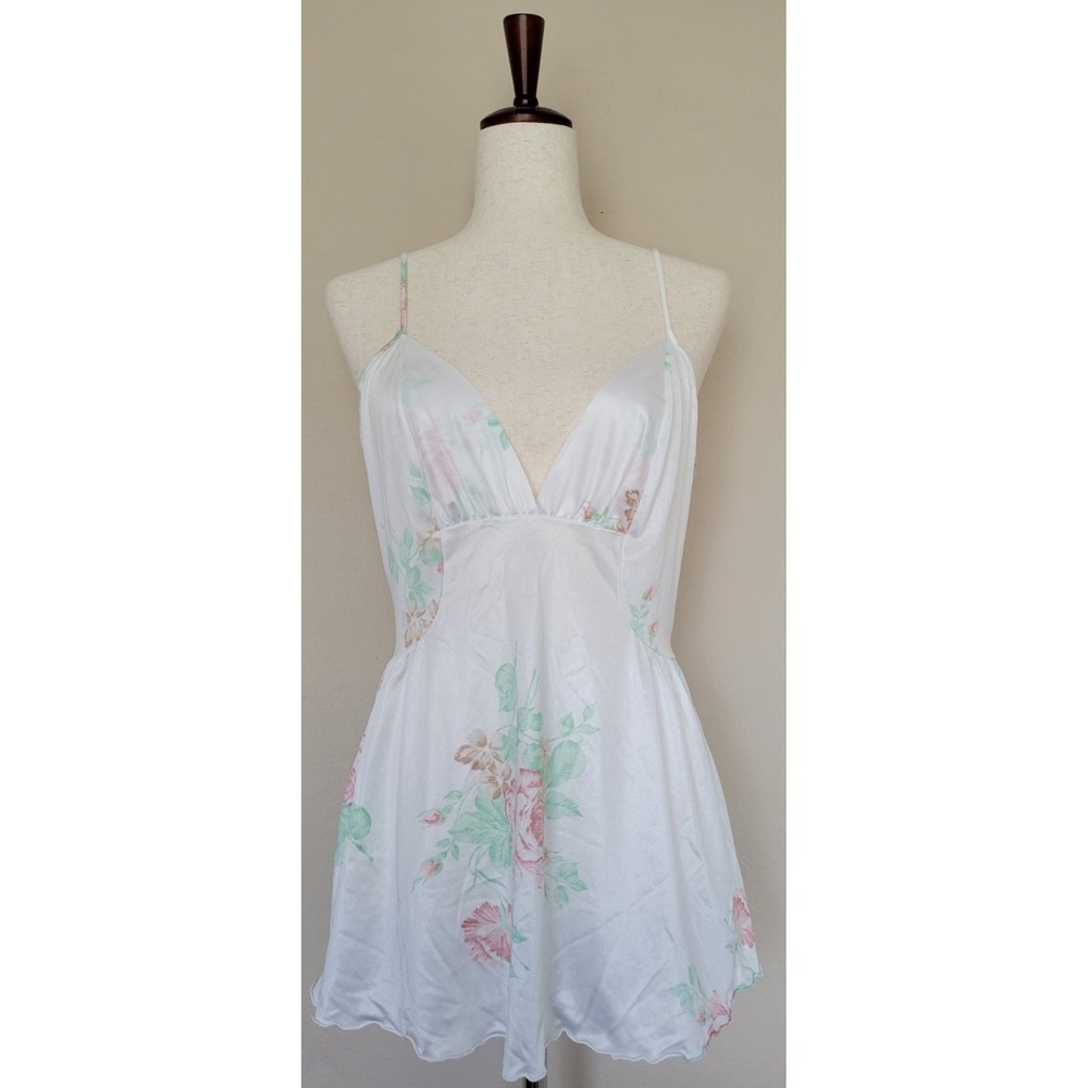 Vintage Sears Babydoll Cami Spaghetti Strap Top Sz M Floral Feminine Coquette